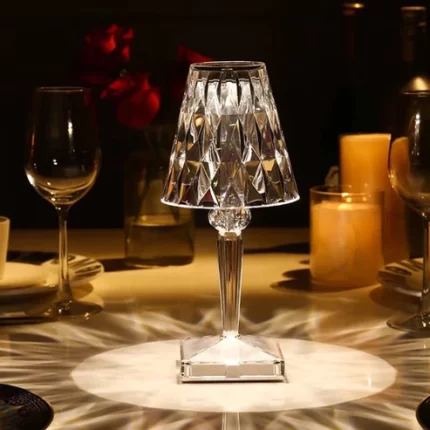 Diamond Table Lamp, Acrylic Decorations Desk Lamp, Crystal Chargeable Touch Lamp