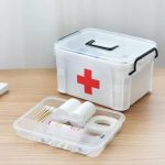 Medical Box First Aid Box With Portable Handle Family Emergency Kit Detachable Tray 2 Layer Storage Multi-Purpose Box