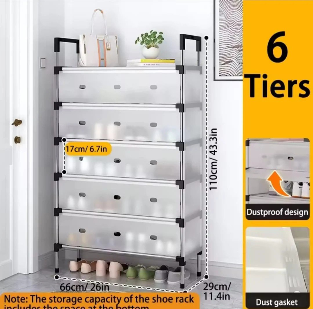 2026/10/1791568864861670287183044662265.jpg Dustproof Shoe Rack Organizer | Multi-Layer Covered Shoe Rack - Image 1